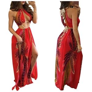 Boho Halter Summer Split Maxi Cover Up